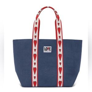 *NEW in plastic* Brighton Velveteen L❤️VE Navy & Red Tote, hearts on handles